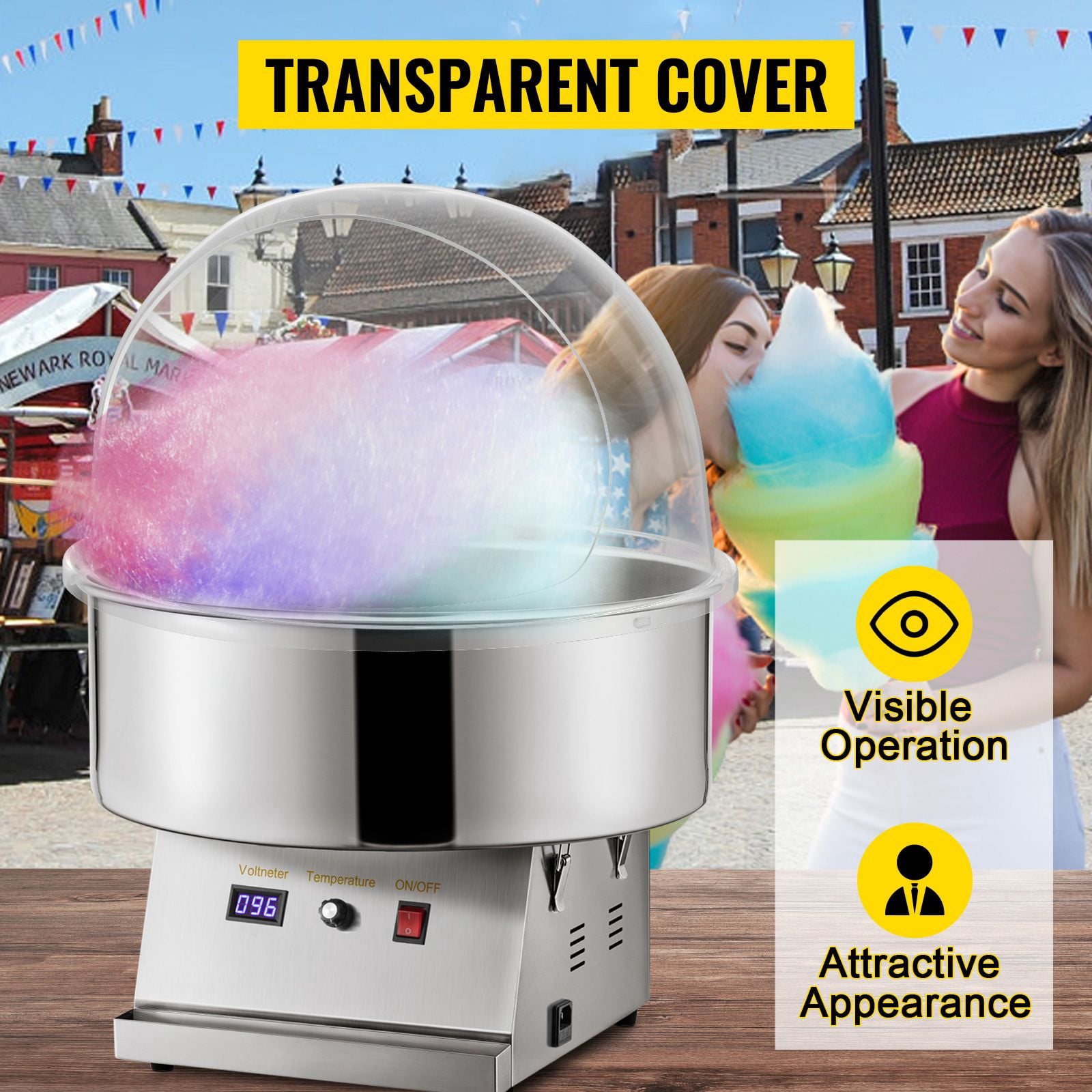 20.5" Clear Plastic Bubble Shield Cover for Commercial Cotton Candy Machine – Universal Fit