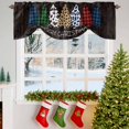 thumbnail image 3 of Plaid Christmas Tie Up Valances Curtain, Cow Leopard Check Xmas Wood Grain Adjustable Rod Pocket Short Window Treatment Tie Up Curtains Valances for Kitchen Living Room Bathroom 42x18 Inches, 3 of 9