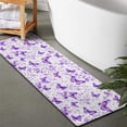 thumbnail image 2 of White Purple Butterfly Flower Pattern Bathroom Rugs Mat,Non Slip Microfiber Bathroom Rug,Rubber Backing,Soft Bathroom Mats for Bathroom Floor,Tub and Shower,47x17in(120x43cm), 2 of 5
