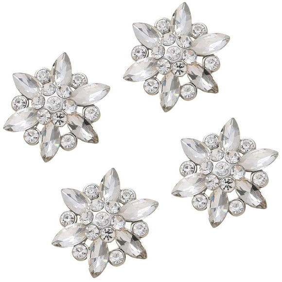 veasfak 4Pcs Bling Rhinestone Buttons DIY Sewing Wedding Flower Embellishments Decor 4 4 PCS
