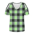 thumbnail image 4 of Plaid Short Sleeve Shirts for Women V Neck Summer Shirt Lightweight Graphic Tees Dressy Casual Blouse Women Clearance Sale Blouses, 4 of 7