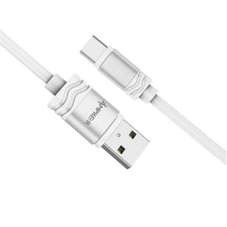 Ampker USB Cable for Motorola Moto G Play 2023 - Heavy Duty 2A Type-C to USB Fast Charging Data Transfer Cable - 10 Feet - White