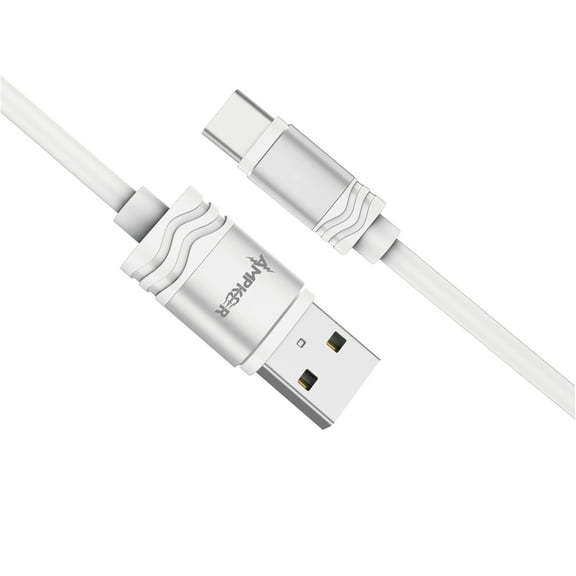Ampker USB Cable for OnePlus 11 5G - Heavy Duty 2A Type-C to USB Fast Charging Data Transfer Cable - 10 Feet - White