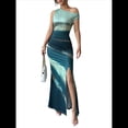 thumbnail image 2 of Vestido Tie Dye para Mujer, Sin Mangas, Fruncido, con Hombros Descubiertos y Ajustado Verde XL, 2 of 8