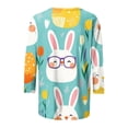 thumbnail image 5 of Bainana Ladies Fashion Easter Tshirts Bunny Print 3/4 Sleeve Crew Neck Tops Comfortable Fashion Women Festival Casual Wear Multicolour Size S, 5 of 5