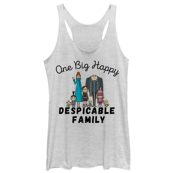 Women's Despicable Me Big Happy Family Racerback Tank Top White Heather Small