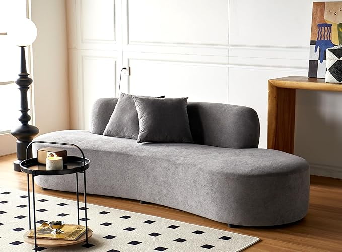 US Pride Furniture 90.2 inch Elegant Half Moon Design Curved Luxury 4-Seat Sofa with High-Density Foam Filled gray