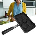 thumbnail image 2 of 4 Grids Taiyaki Frypan Non Stick Double Sided with Black Anti Scalding Handle, Portable Fish Shape Aluminium Alloy Waffle Maker Pan for Kitchen, 2 of 5
