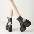 thumbnail image 4 of Mostsola Platform Ankle Boots for Women Lace up Goth Stacked Peep Toe Wedge Booties, 4 of 5