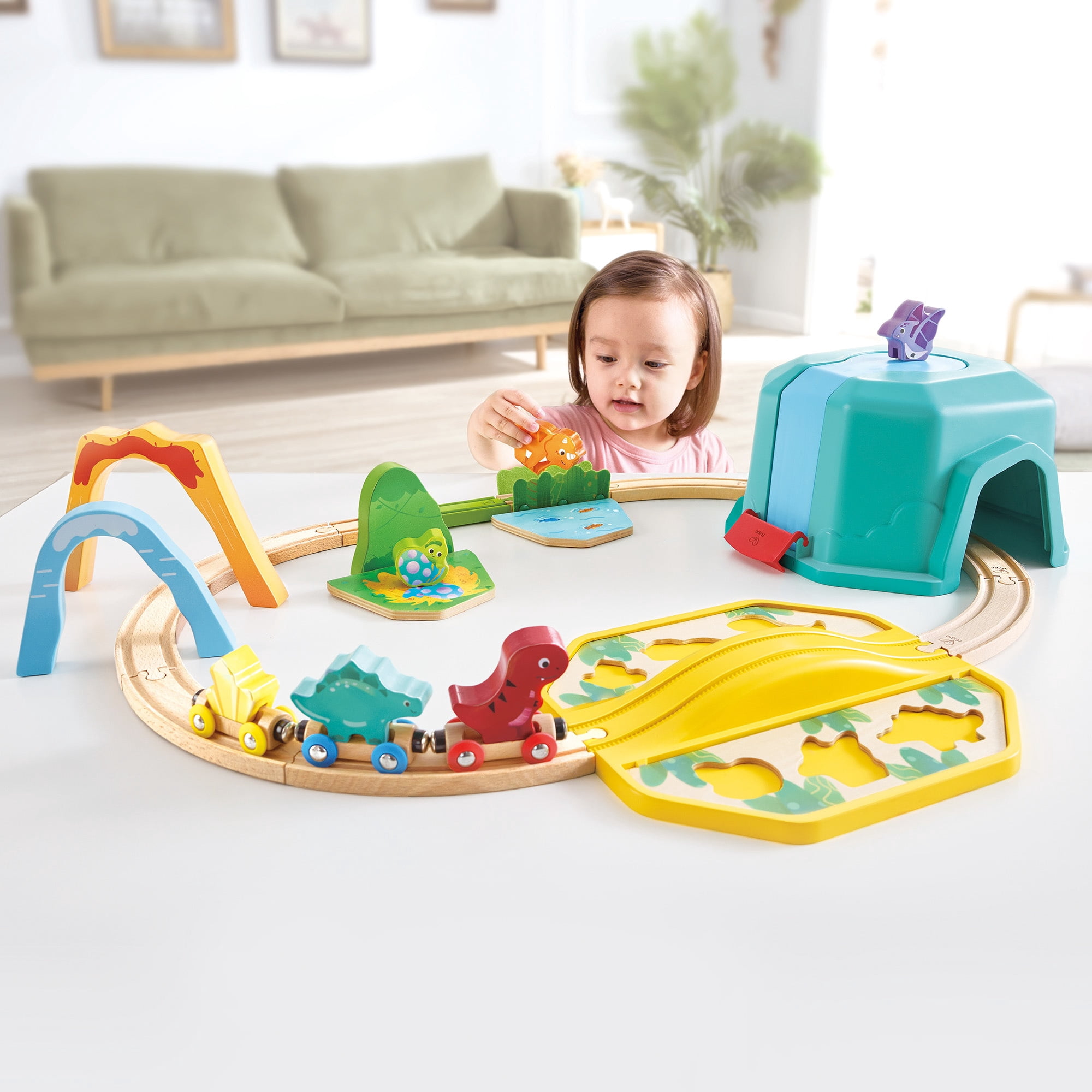 Hape: Dinosaur Train Bucket Set - 27pc, Wooden Train & Puzzle Toy