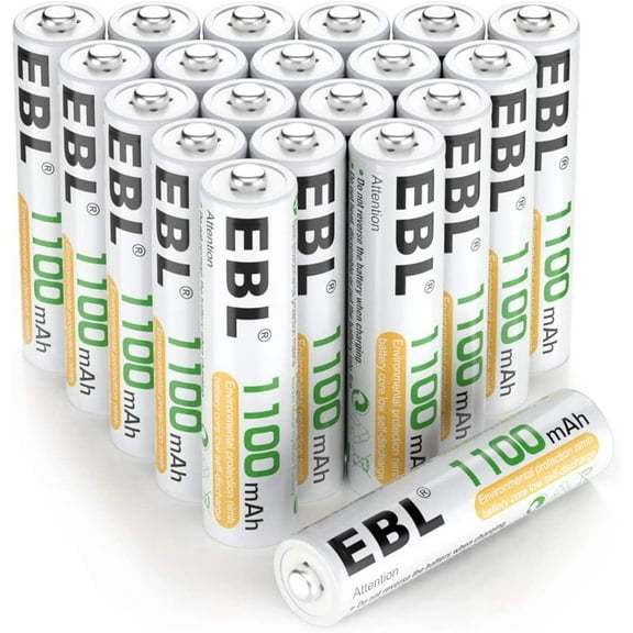 EBL 20 Pack AAA Rechargeable Batteries Alkaline Ni-MH 1100mAh  (Typical 1100mAh, Minimum 1000mAh) 1.2V