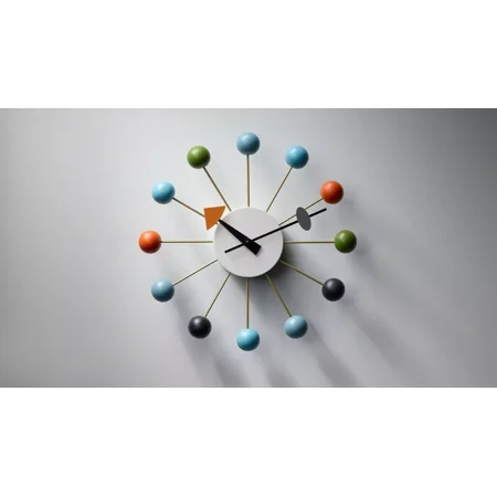 M H OVERSEAS New Contemporary Modern Retro Multi-Colored George Nelson Ball Wall Clock – 18-Inch Mid-Century Inspired Design for Living Room