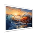 thumbnail image 2 of Designart "Sunrise Hues Blue and Orange Waves II" Coastal Framed Wall Art Decor - Coastal Blue Coastal Waves Hallway Framed Wall Art Decor, 2 of 6