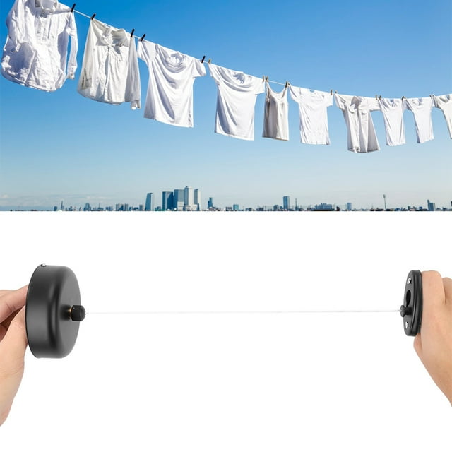 Clothesline - VIFER Stainless Steel Retractable Clothesline Washing Drying Lines for Home Hotel Laundry Drying 1PC(Black)