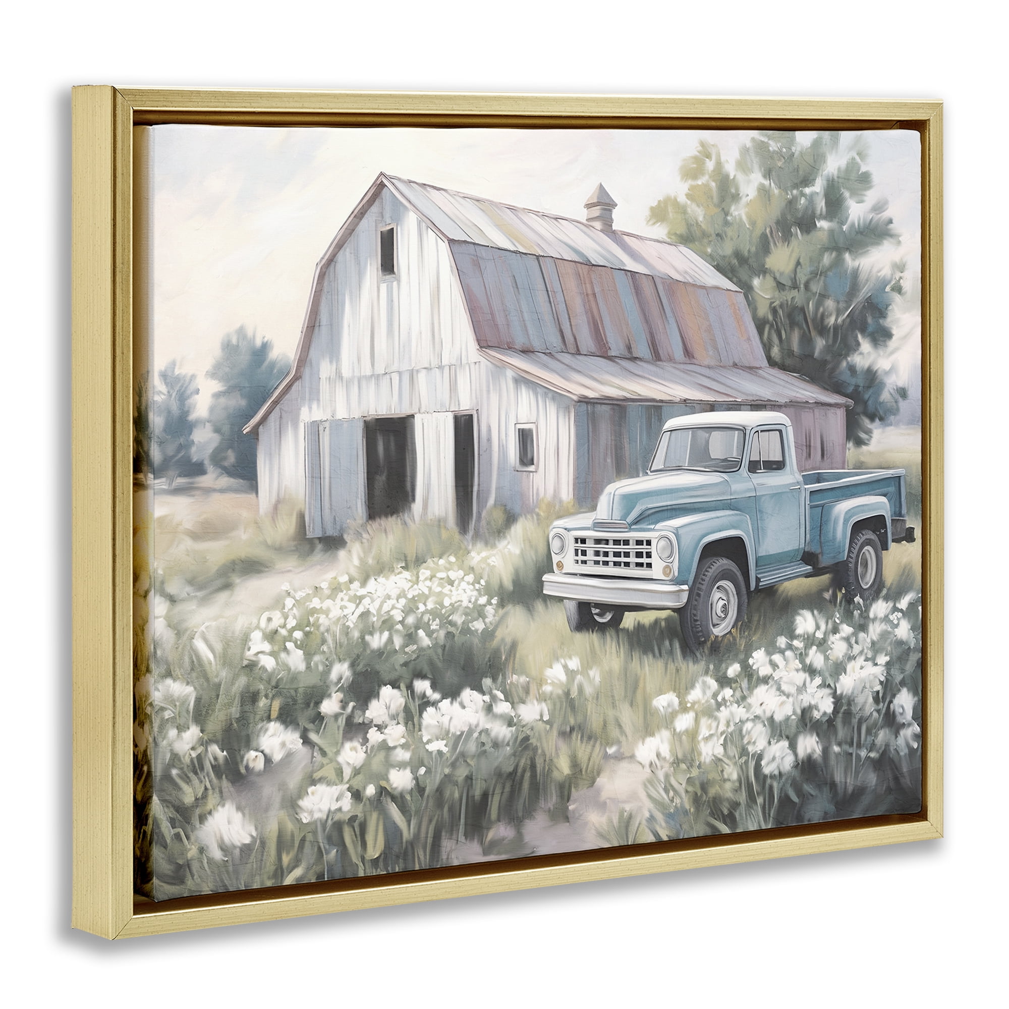Stupell Industries Pastoral Farm Dreams Gold Framed Floater Canvas Wall Art, design by Kim Allen