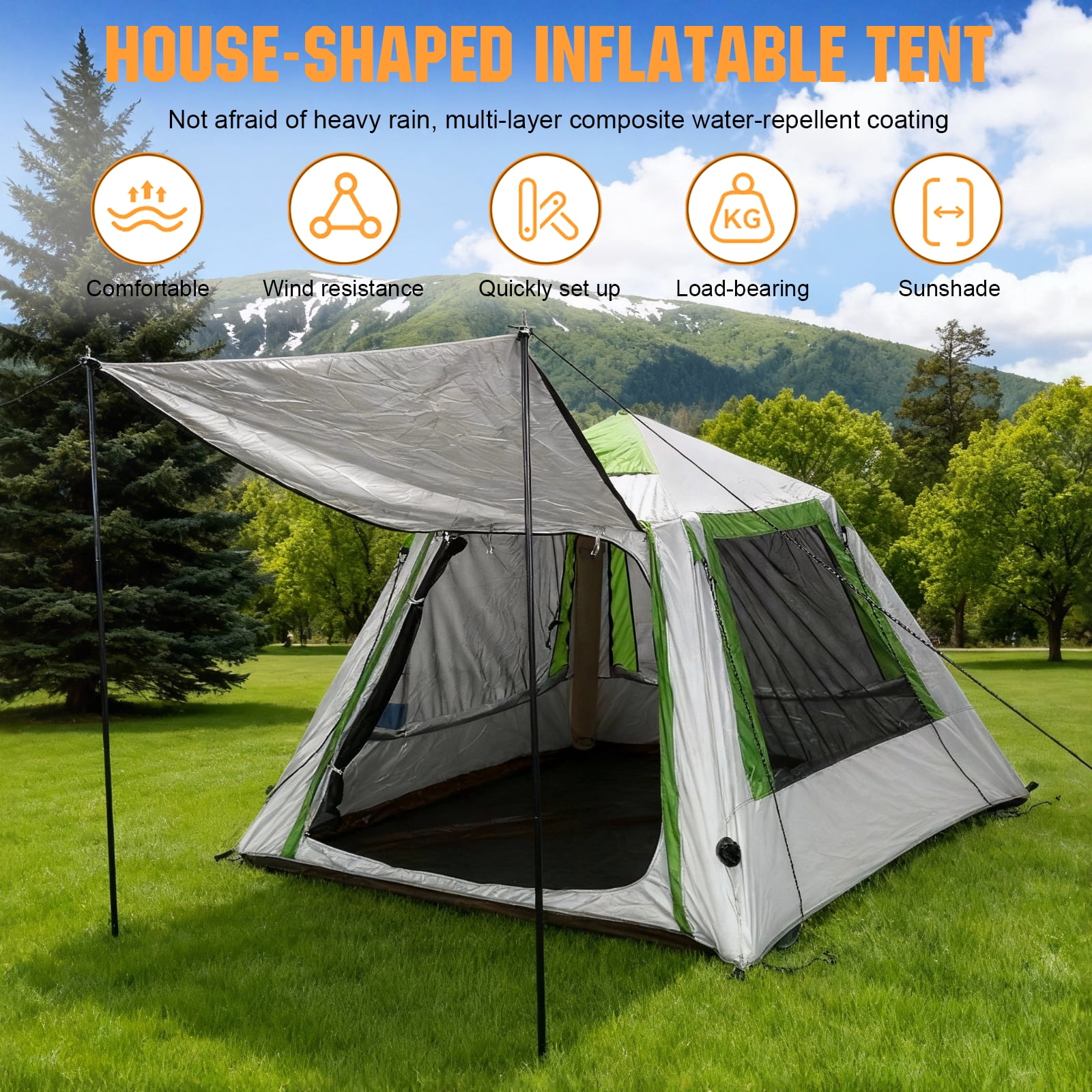 Qiyester Fully Automatic Inflatable Tent, Outdoor Camping, Rainproof and Sunproof, 300D Oxford Cloth, Foldable, Portable, Quick-Opening, No-Setup Required Inflatable Tent, Suitable for Travel