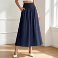 thumbnail image 2 of Arlun Maxi Skirt for Women Solid Color Elastic Smocked High Waisted Flowy 2026 Summer Boho Long Skirts Loose Fit Comfy Breathable Beach Cover up Vacation Bottoms 2-Navy XL, 2 of 4
