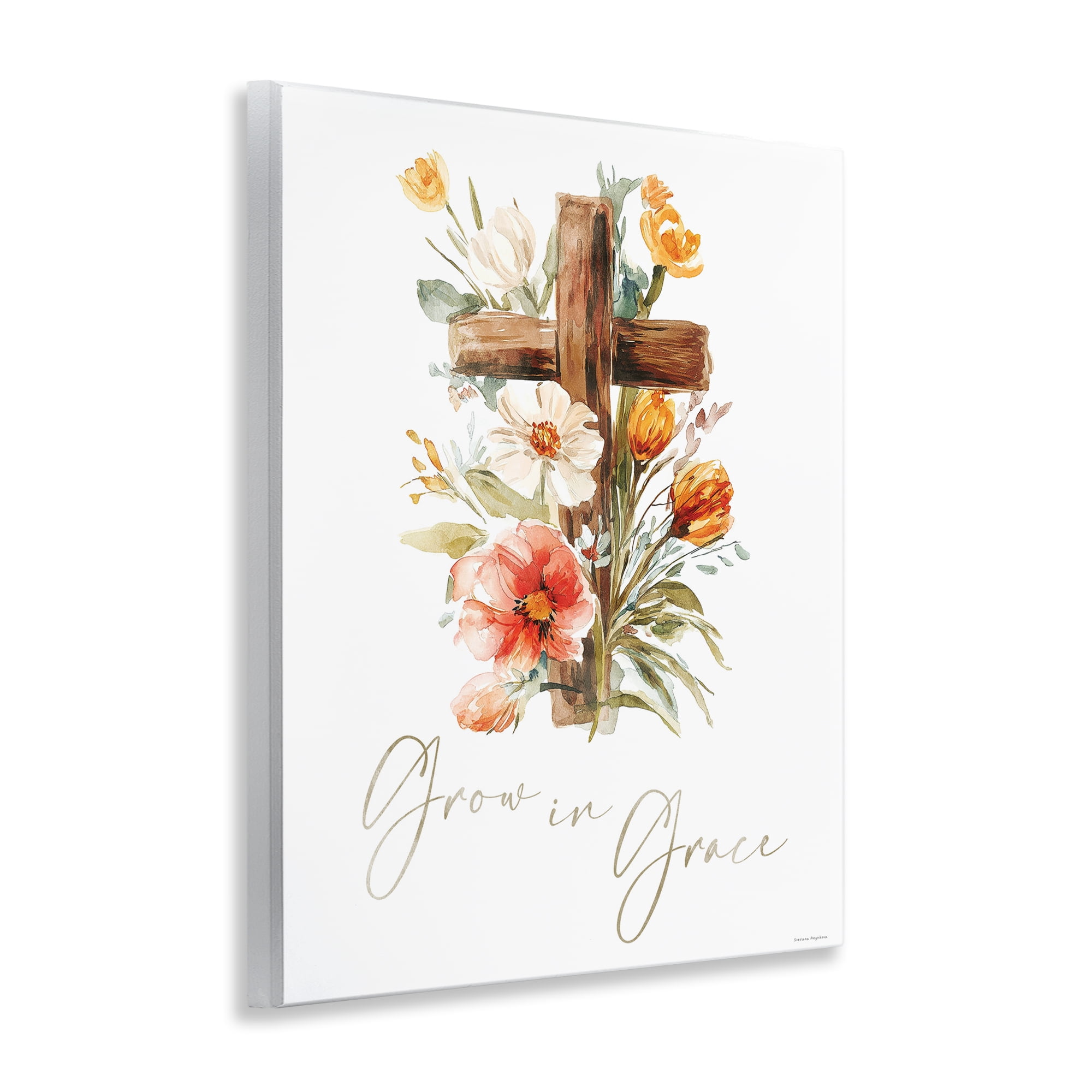 Stupell Industries Grow In Grace Cross Wall Plaque Art, design by Svetlana Aleynikova
