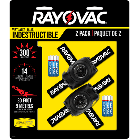 Rayovac LED Headlamp Flashlight 300 Lumens (2 Pack) Virtually Indestructible