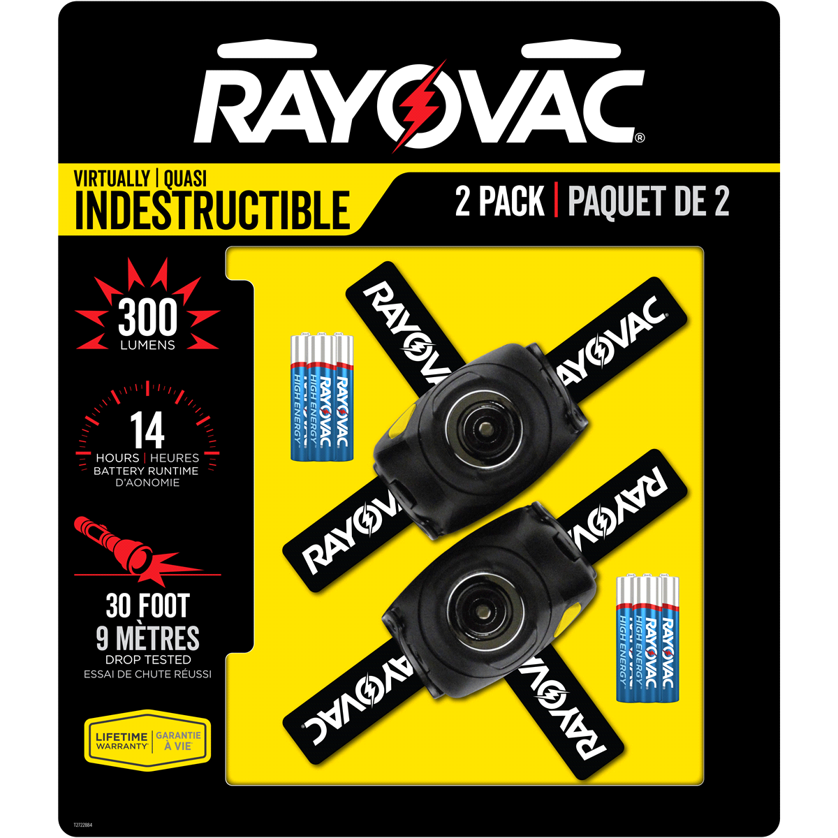 Rayovac LED Headlamp Flashlight 300 Lumens (2 Pack) Virtually Indestructible 