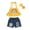 Yellow, variant on Fesfesfes Toddler Summer Clothes Stylish Girl's Ruffle Halterneck Top Denim Shorts Suit