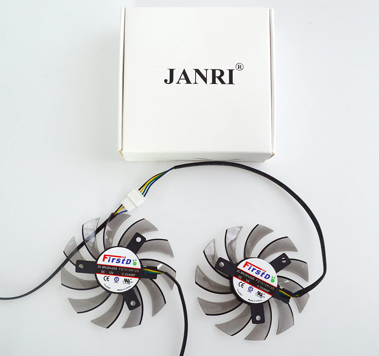 JANRI Replacement 75mm 4pin VGA Video Card Dual-X Fan for Sapphire HD7850 7790 7870 6930 6950 7950 ZOTAC 970 FD7010H12S DC12V 0.35A 