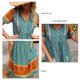 thumbnail image 5 of Vestido estampado para mujer Estilo de vacaciones Vestido de manga corta de verano Escote Corbata Falda informal para mujer Verde oscuro S, 5 of 6