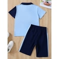 thumbnail image 3 of Coduop Kids Boys Summer Outfits Short Sleeve Lapel T-shirt Tops + Shorts Casual 2pcs Clothes Sets, 3 of 7