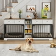 thumbnail image 4 of Juiluna 82” Double Dog Crate Furniture, Large Dog Kennel Indoor for 2 Dogs, Heavy Duty Wooden Dog Crate TV Stand with 4 Drawers and Shelves, White, 4 of 7