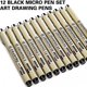 thumbnail image 4 of Painting Art Pens: 12 Black Fine Line Waterproof Ink Set Markers Drawing Sketch Anime Watercolor, 4 of 5