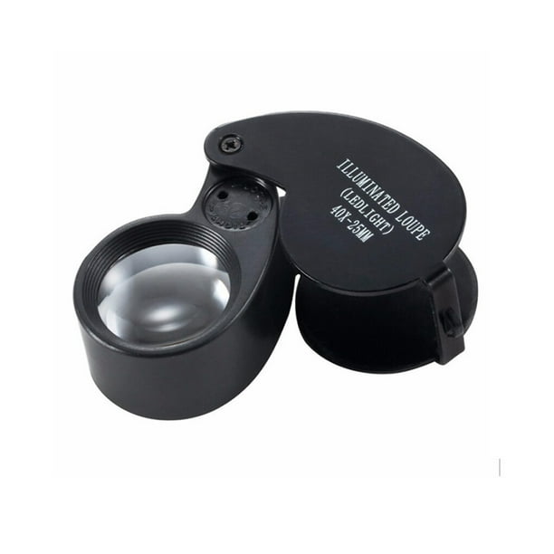 Riwesomey Lupa plegable 40X para joyeros, lupa para joyería, lupa para lentes oculares lupas negro