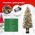thumbnail image 5 of 4.5ft Pre-Lit Frosty Bloom Potted Tree with Snowman Light Box Base – 200 LED Lights & 8 Modes，Set of 2, 5 of 6