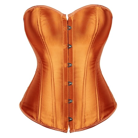Corset Top For Women Bustier Lingerie for Women Stain Overbust Vintage Waist Cincher Orange XS