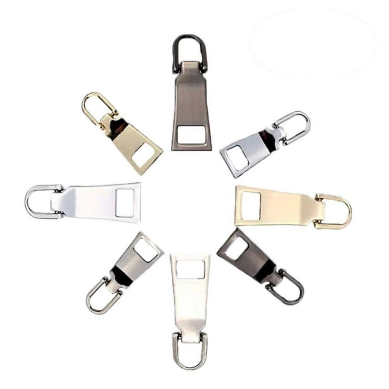 Goyunwell #5 Zipper Pulls Metal Silver Zipper Pulls Bulk 20pcs Zipper Slider Coil Zipper Pull Charms Nylon Zipper Pulls for Purse Handbag Making Craft