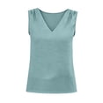 thumbnail image 4 of DHFJKG Women Summer Tank Top Sleeveless V Neck Breathable Linen Loose Fit Solid Color Basic Tee Work Dressy Camisole Blouses Versatile Tops, 4 of 4