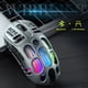thumbnail image 3 of Ratón Inalámbrico Bluetooth para Juegos, Modo Dual, Retroiluminación, 1600 , Luz RGB Ajustable, Tipo C, Recargable, Plateado, 3 of 5