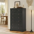 thumbnail image 3 of Tall 7 Drawer Dresser for Bedroom, Farmhouse Chest of Drawer with Large Drawers, Wooden Dresser Storage Organizer for Living Room Hallway Entryway, Black, 3 of 8