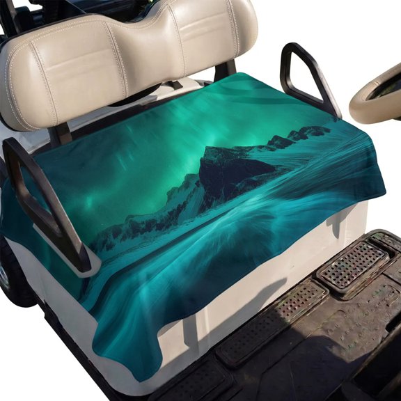 Golf Cart Seat Cover Romantic Auroras Club Car Golf Cart Seat Covers Soft Absorbent Golfcart Towel Blanket Icy Lake Glacial Mountains Golf Seat Covers for Cart Decor Fits 2 & 4 Passenger 51"x31"