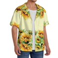 thumbnail image 4 of KLL Sunflowers Print Men's Shirt Short Sleeve Button Down Summer Cuba Beach Shirts- Large, 4 of 7