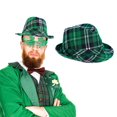 thumbnail image 1 of Sombreros Chamoist para el Día de San Patricio para niños, Fedora verde a cuadros irlandeses, sombreros para el Día de San Patricio para mujeres, hombres, adultos, traje irlandés verde, sombrero del, 1 of 8