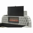 thumbnail image 5 of Modern Velvet Tufted California King Platform Bed with TV Lift and Electric Fireplace Footboard, Gray, 5 of 8