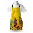 thumbnail image 3 of Seashells Apron Faded Style Distressed Backdrop with Stylized Seashells Underwater Marine Theme, Unisex Kitchen Bib Apron with Adjustable Neck for Cooking Baking Gardening, Yellow Teal, by Ambesonne, 3 of 3