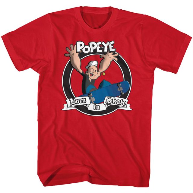 Popeye T-Shirt pour Adulte Rouge « Born To Skate » 4TG