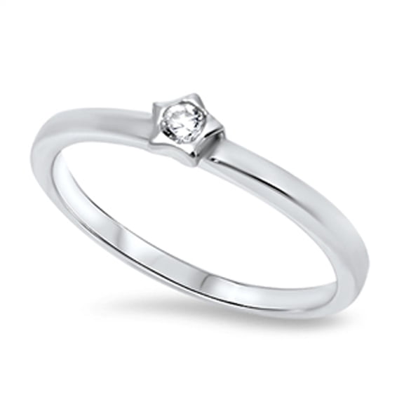 White Cubic Zirconia Star Moon Ring .925 Sterling Silver Thumb Band Jewelry Female Male Size 5