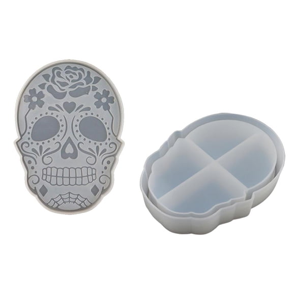 Moldes De Calavera De Silicona Para Hacer Calaveras De Halloween, Modelo De Joyero, Molde De Resina Epoxi, Contenedor De Silicona Antiadherente Para Decoración De Regalos Diy Methold HA018282-00
