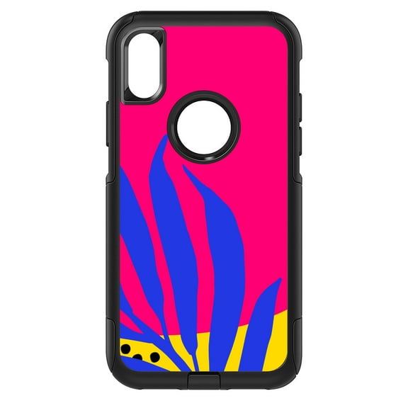 DistinctInk Custom SKIN / DECAL compatible with OtterBox Commuter for iPhone XR (6.1" Screen) - Summer Vibes Bold Flower Blue Pink Yellow