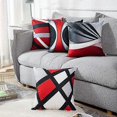 thumbnail image 5 of Set of 4 Pillowcases Modern Abstract Red Stripes Gray Black White Acrylic Bold Decorative Cushion Covers Home Decor 20x20 Inch, 5 of 5