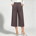 thumbnail image 4 of YuXingFu Womens High Waist Wide Leg Pleated Capri Pants - Side Pockets Work Summer Spring Coffee XXL, 4 of 7
