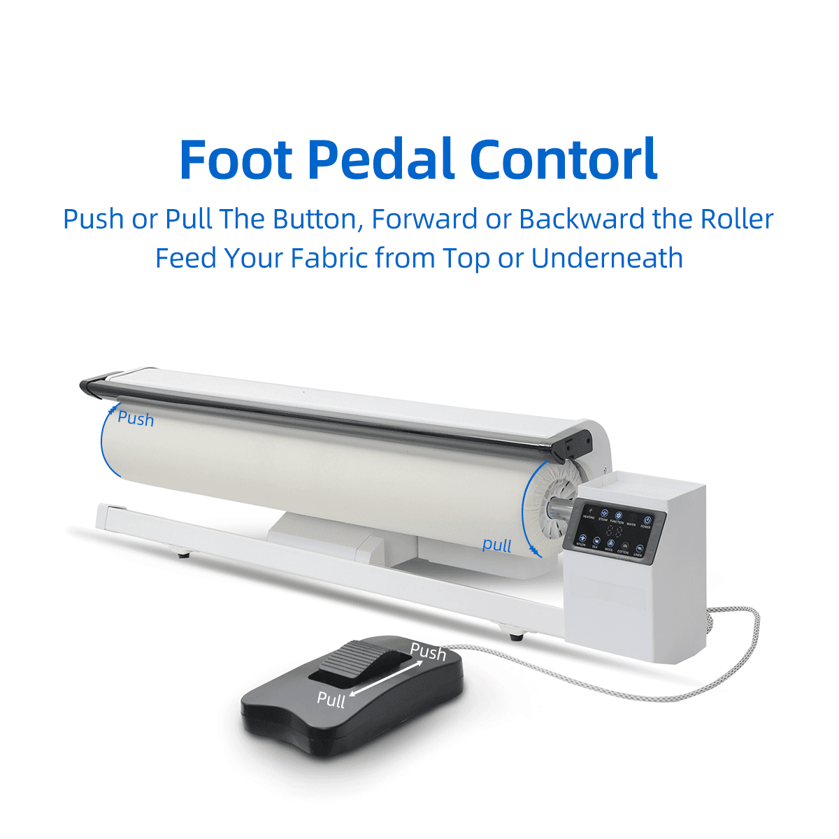 Rotary Press Iron Steamer Machine Foot Pedal and Touch Screen Control Hotel Home Usage for Bedsheets Curtains Big Area Fabric Iron In One Go