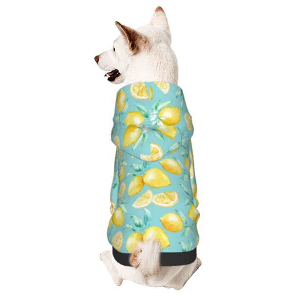 Fotbe Yellow Lemon Sudadera con Estampado para Perros Pequeños – Suéter con Capucha para Mascotas, Tela Suave de Forro Polar con Bolsillo-X-Small